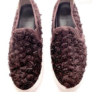 Tory Burch burgundy rosette slip on Sneakers size 7